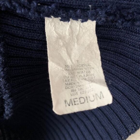 Charlotte Russe Navy Blue Knit Sweater Sheer Deep V-Neck Short Sleeves Medium - Picture 9 of 9